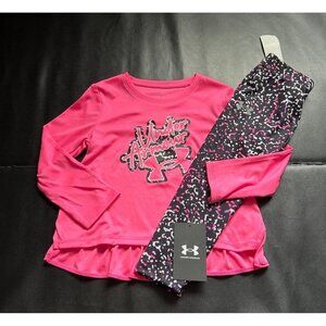 NWT Under Armour Peplum Tunic & Leggings Set Girls Size 2T